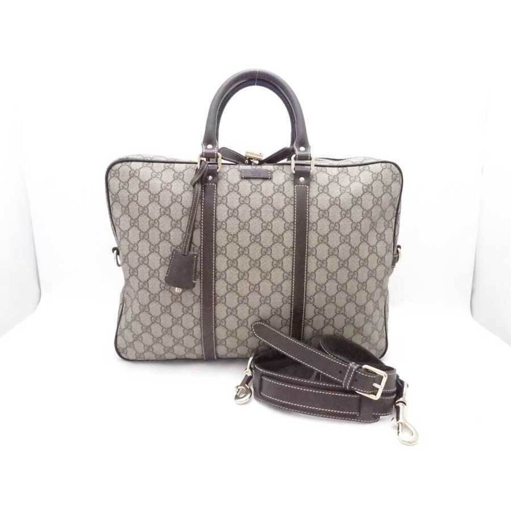 Gucci Bag Handbag Shoulder GG Supreme Leather Beige Brown Gold